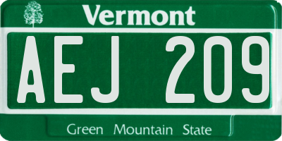 VT license plate AEJ209