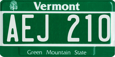 VT license plate AEJ210