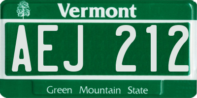 VT license plate AEJ212
