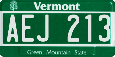 VT license plate AEJ213