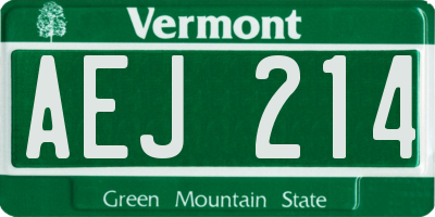 VT license plate AEJ214