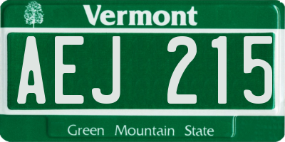 VT license plate AEJ215