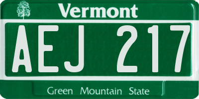 VT license plate AEJ217
