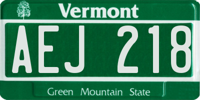 VT license plate AEJ218