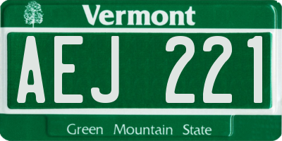 VT license plate AEJ221