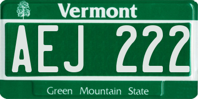 VT license plate AEJ222