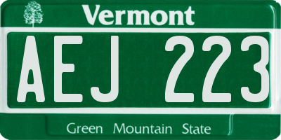 VT license plate AEJ223