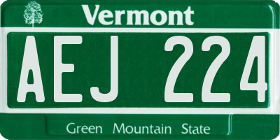 VT license plate AEJ224