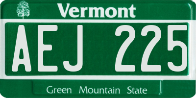 VT license plate AEJ225