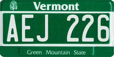 VT license plate AEJ226