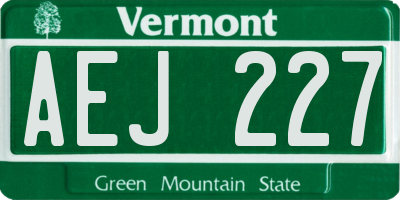 VT license plate AEJ227