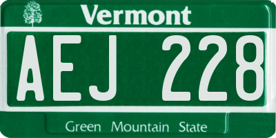 VT license plate AEJ228