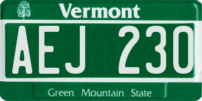 VT license plate AEJ230