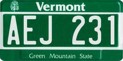 VT license plate AEJ231