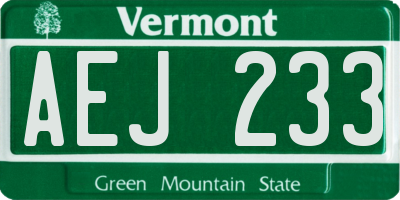 VT license plate AEJ233