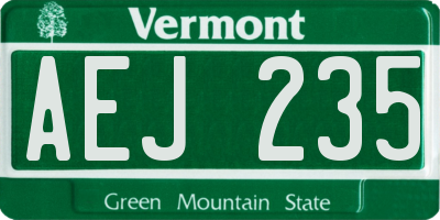 VT license plate AEJ235
