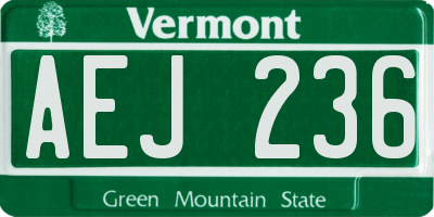 VT license plate AEJ236