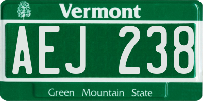 VT license plate AEJ238