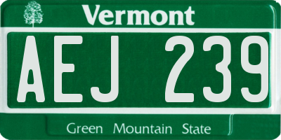 VT license plate AEJ239