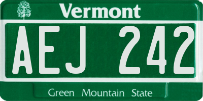 VT license plate AEJ242
