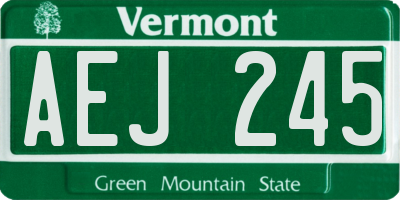 VT license plate AEJ245