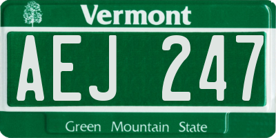 VT license plate AEJ247