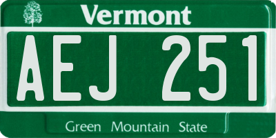 VT license plate AEJ251