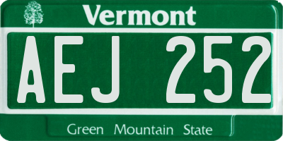 VT license plate AEJ252