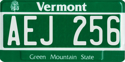 VT license plate AEJ256