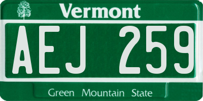 VT license plate AEJ259