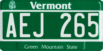 VT license plate AEJ265