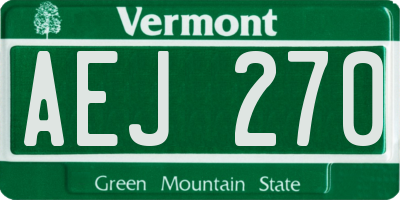 VT license plate AEJ270