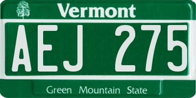 VT license plate AEJ275