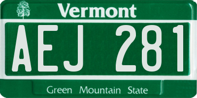VT license plate AEJ281