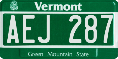 VT license plate AEJ287