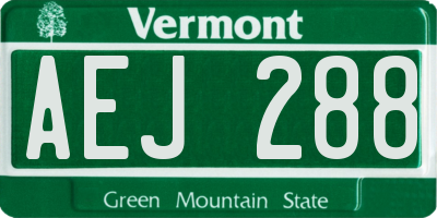 VT license plate AEJ288
