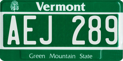 VT license plate AEJ289