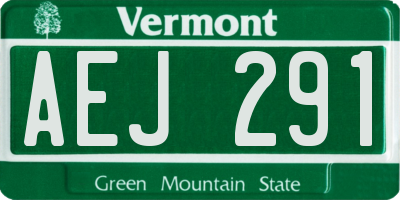 VT license plate AEJ291