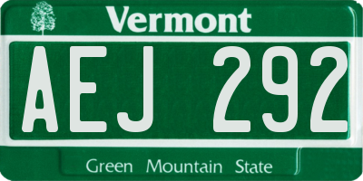 VT license plate AEJ292
