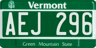 VT license plate AEJ296