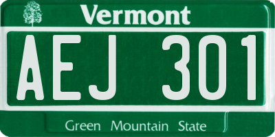 VT license plate AEJ301