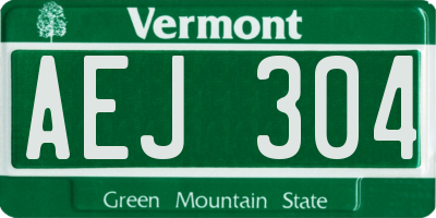 VT license plate AEJ304