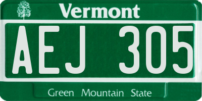VT license plate AEJ305