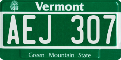 VT license plate AEJ307