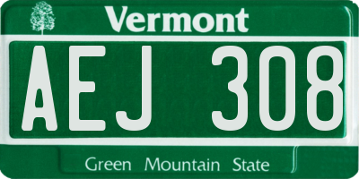 VT license plate AEJ308