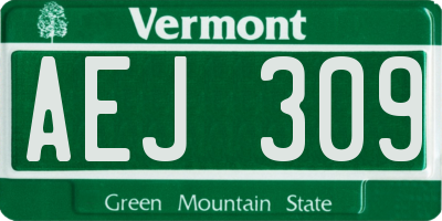 VT license plate AEJ309