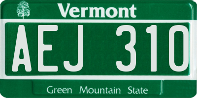VT license plate AEJ310