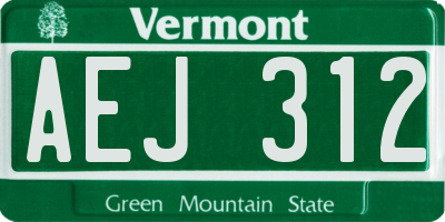 VT license plate AEJ312