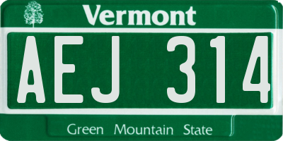 VT license plate AEJ314