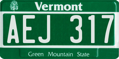 VT license plate AEJ317